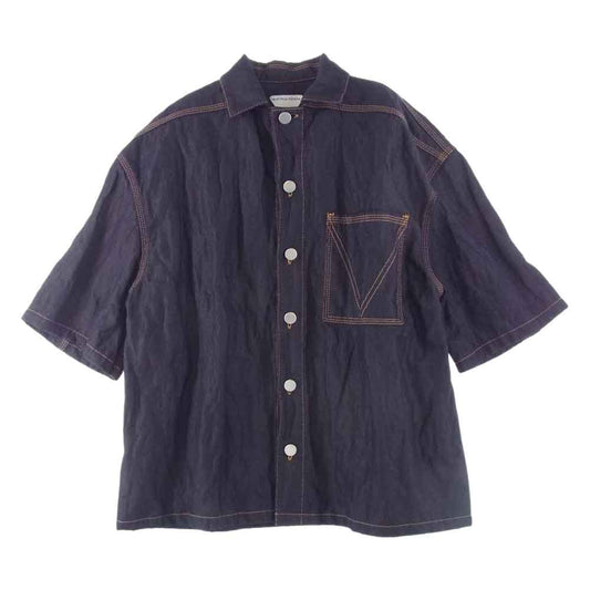 BOTTEGAVENETA ボッテガヴェネタ 700956 V1VA0 国内正規品 Denim Twill Metal Button Shirt デニム ツイル メタルボタン シャツ インディゴブルー系 44【美品】【中古】