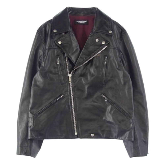 UNDERCOVER アンダーカバー UC1A4213 Leather Riders Jacket カウハイド 牛革 レザー ダブル ライダース ジャケット ブラック系 4【美品】【中古】