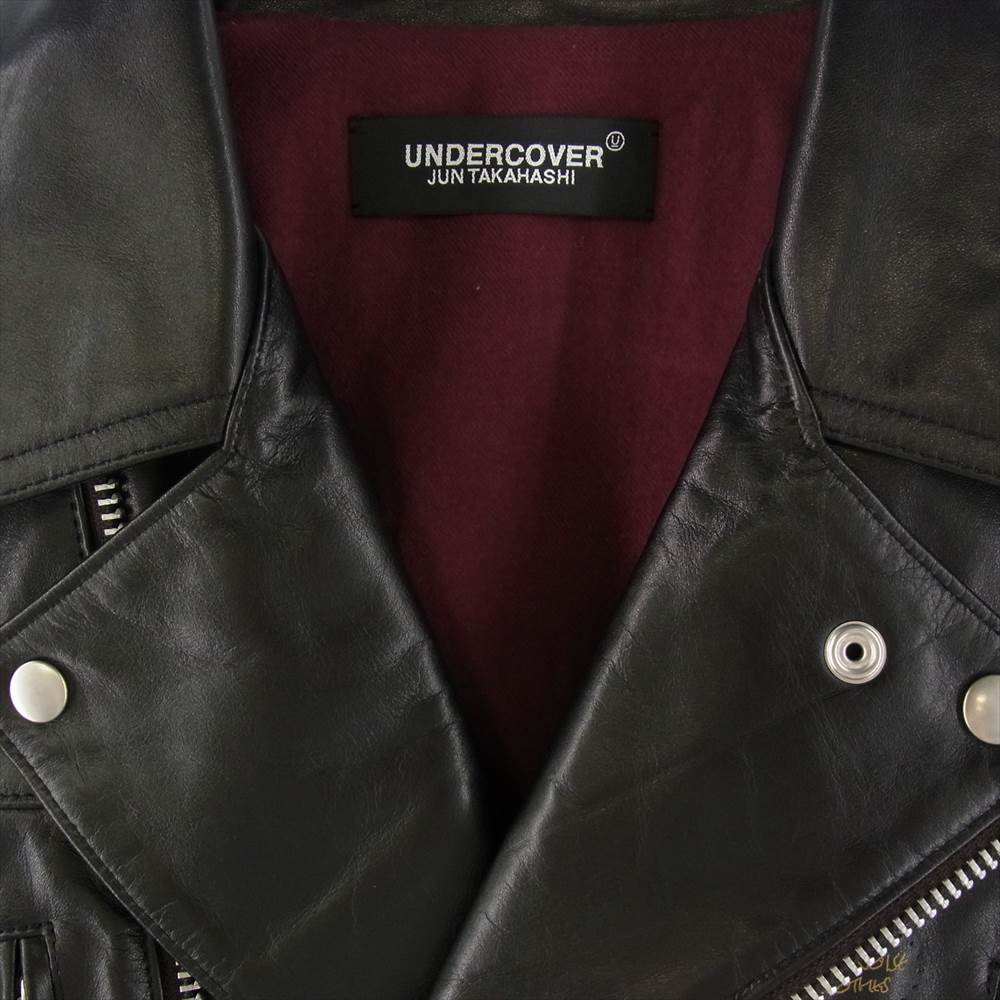 UNDERCOVER アンダーカバー UC1A4213 Leather Riders Jacket カウハイド 牛革 レザー ダブル ライダース ジャケット ブラック系 4【美品】【中古】