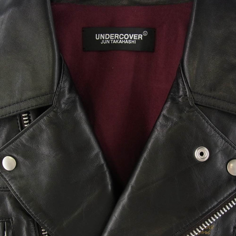 UNDERCOVER アンダーカバー UC1A4213 Leather Riders Jacket カウハイド 牛革 レザー ダブル ライダース ジャケット ブラック系 4【美品】【中古】