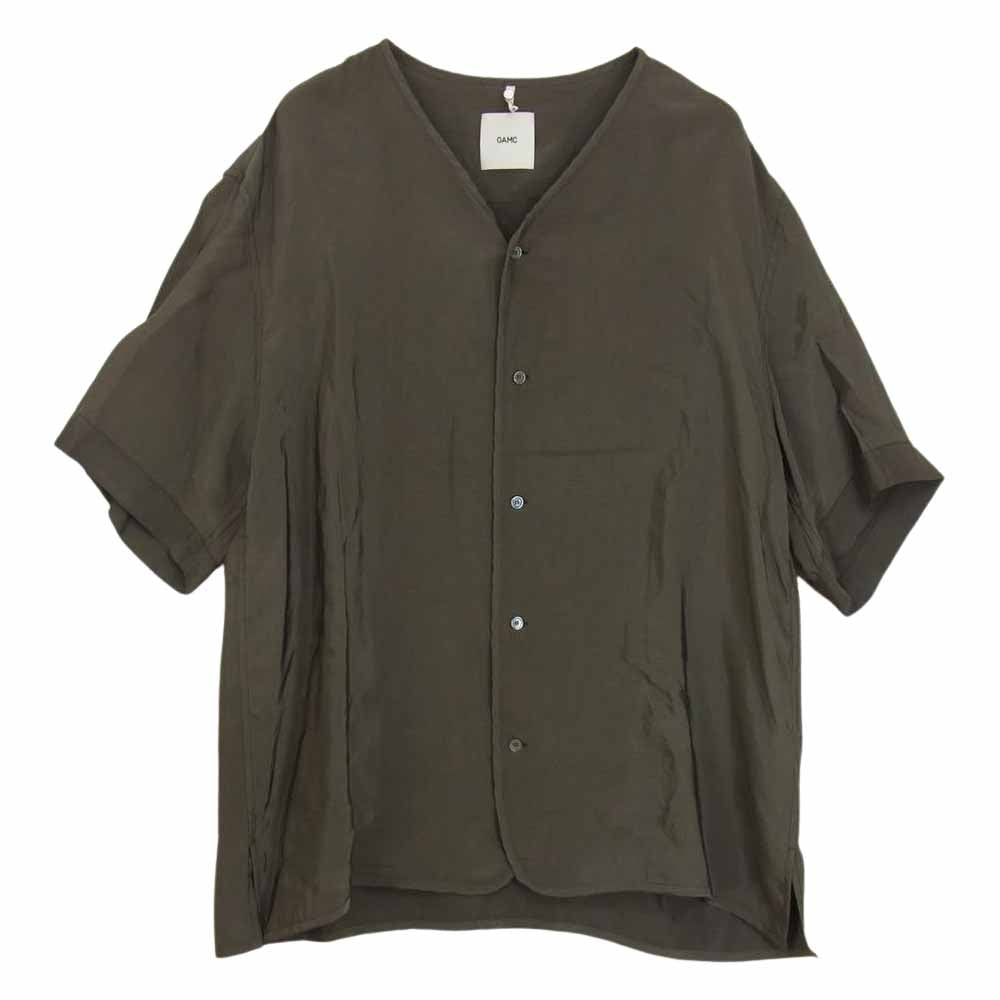 オーエーエムシー 国内正規品 20SS OAMQ602260 Alpha Shirt レーヨン混 アルファ ベースボール 半袖 シャツ カーキ系 M【中古】