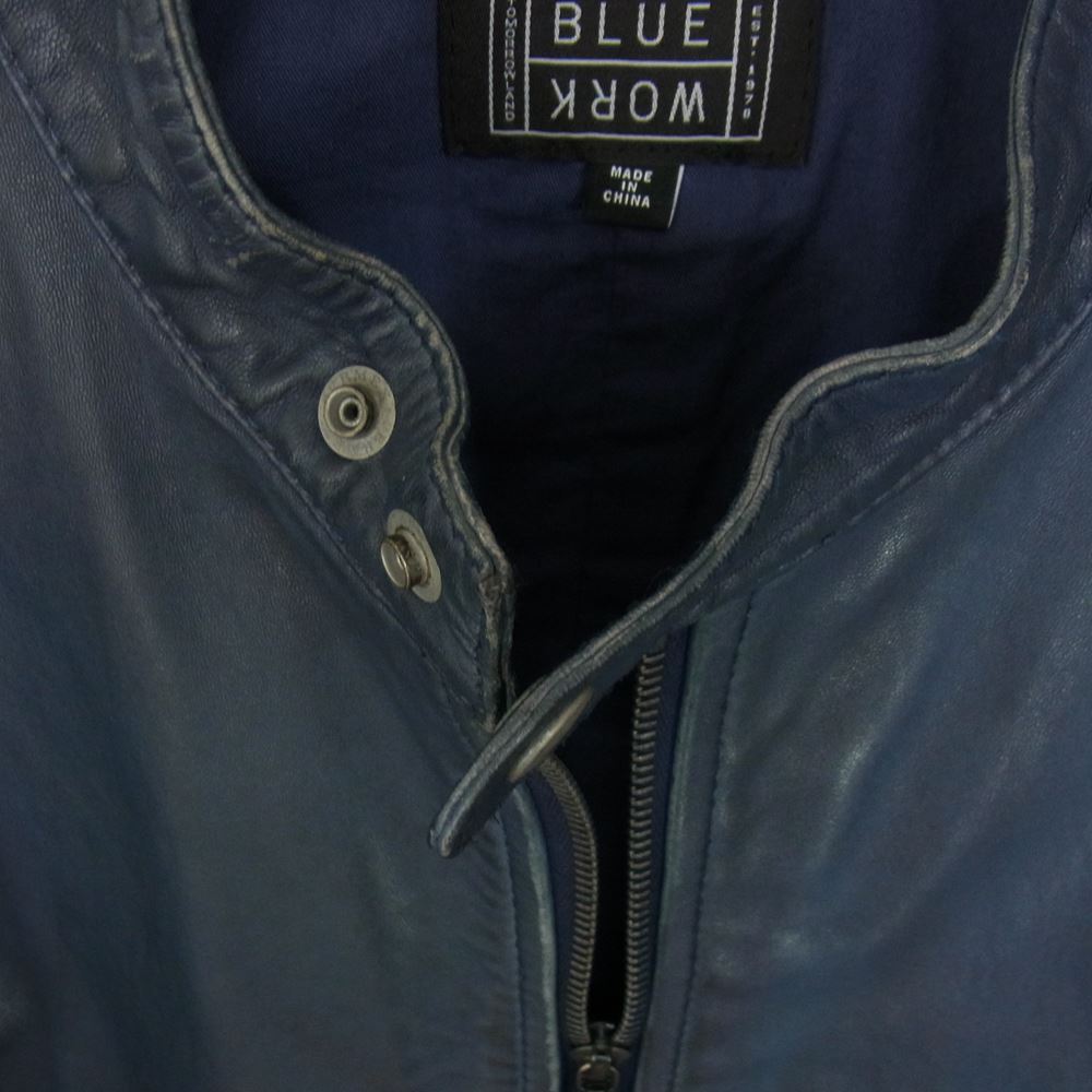 TOMORROWLAND トゥモローランド BLUE WORK ブルーワーク ラムレザー シングル ライダース ジャケット ブルー系 XS【中古】