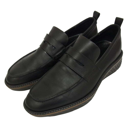 エコー 83641401001 ST.1 Hybrid Slip-on ハイブリッド スリッポン ローファー レザーシューズ ブラック系 US8【中古】