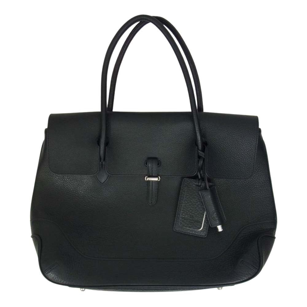 PELLE MORBIDA ペッレモルビダ MB055 MAIDEN VOYAGE メイデンボヤージュ シュリンクレザー フラップトートバッグ ダークネイビー系【美品】【中古】