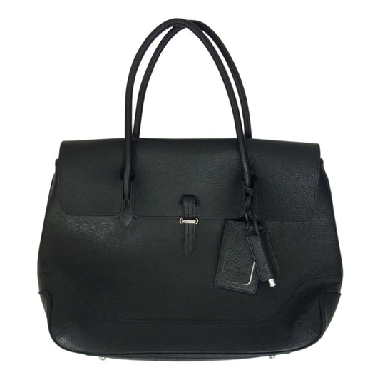 PELLE MORBIDA ペッレモルビダ MB055 MAIDEN VOYAGE メイデンボヤージュ シュリンクレザー フラップトートバッグ ダークネイビー系【美品】【中古】