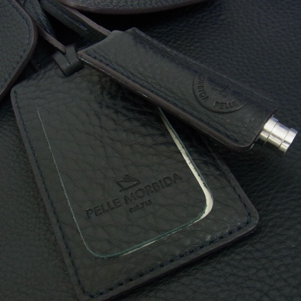 PELLE MORBIDA ペッレモルビダ MB055 MAIDEN VOYAGE メイデンボヤージュ シュリンクレザー フラップトートバッグ ダークネイビー系【美品】【中古】