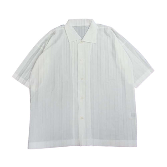ISSEY MIYAKE イッセイミヤケ HOMME PLISSE オムプリッセ HP96-FJ024 プリーツ加工 半袖 エッジシャツ ホワイト系 4【中古】