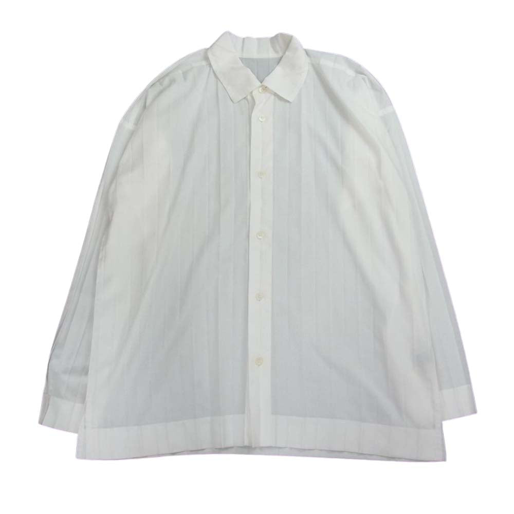 ISSEY MIYAKE イッセイミヤケ HOMME PLISSE オムプリッセ HP91FJ019 プリーツ加工 長袖 エッジシャツ ホワイト系 3【中古】