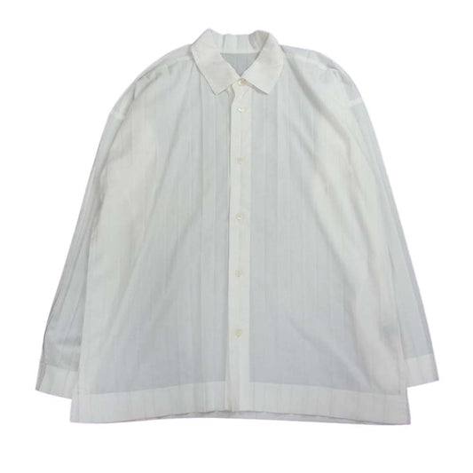 ISSEY MIYAKE イッセイミヤケ HOMME PLISSE オムプリッセ HP91FJ019 プリーツ加工 長袖 エッジシャツ ホワイト系 3【中古】