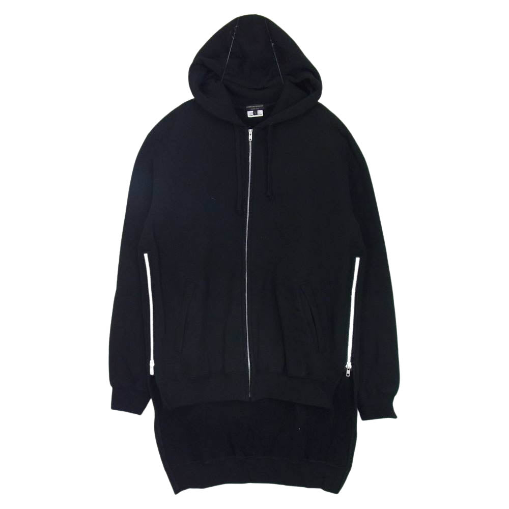 COMME des GARCONS HOMME PLUS コムデギャルソンオムプリュス 21SS PG-T030 段違い サイドジップ ジップアップ パーカー ブラック系 L【中古】