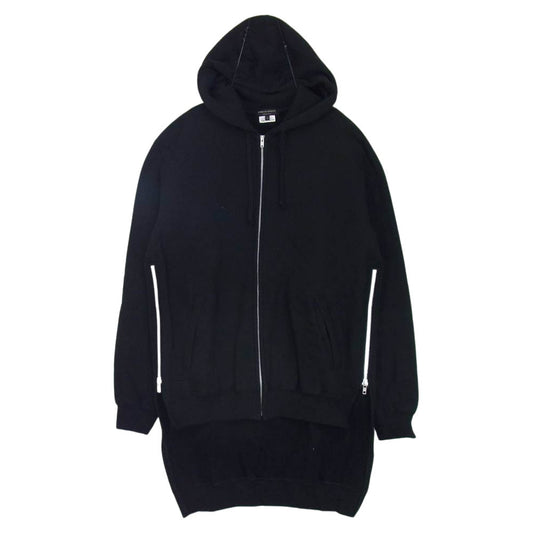 COMME des GARCONS HOMME PLUS コムデギャルソンオムプリュス 21SS PG-T030 段違い サイドジップ ジップアップ パーカー ブラック系 L【中古】