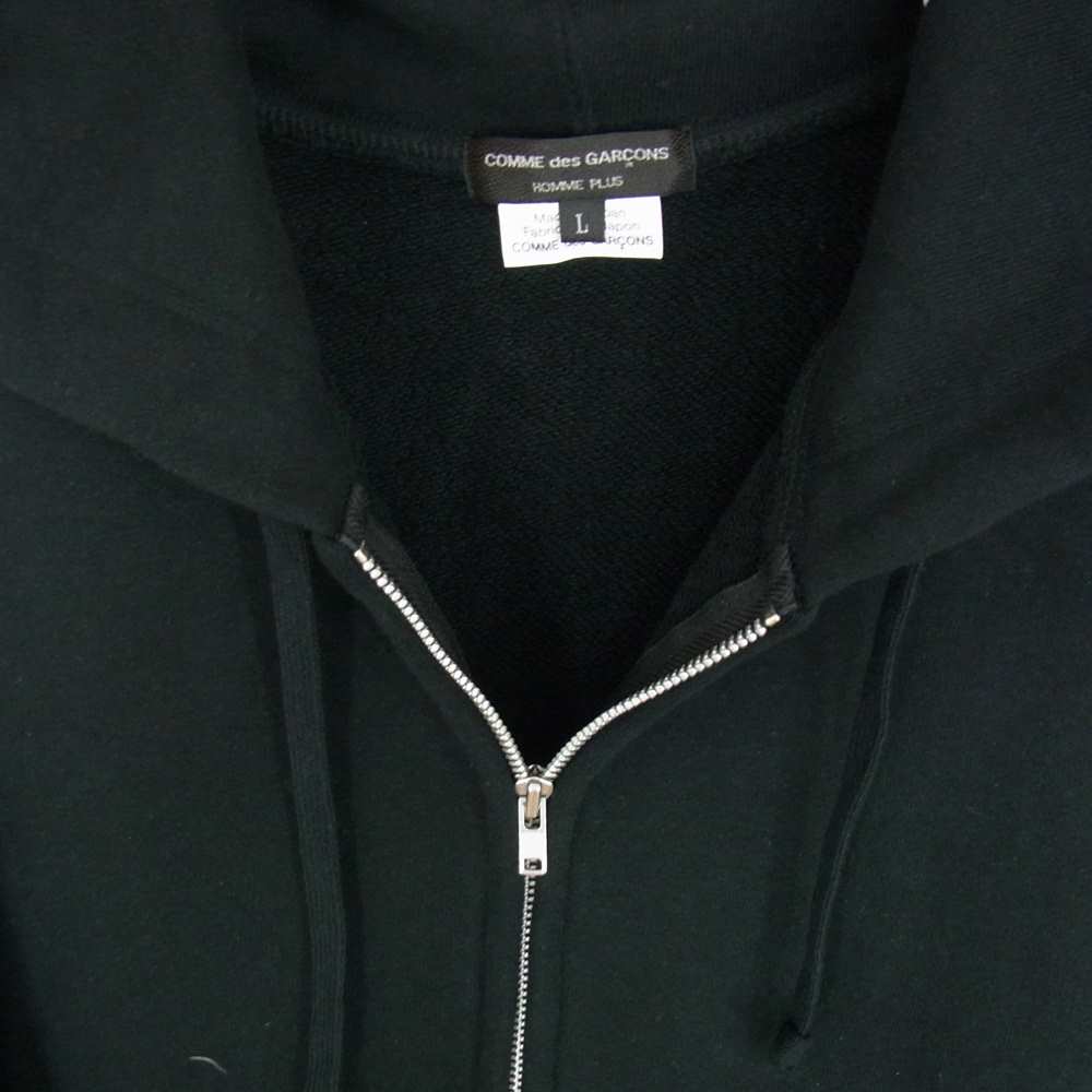 COMME des GARCONS HOMME PLUS コムデギャルソンオムプリュス 21SS PG-T030 段違い サイドジップ ジップアップ パーカー ブラック系 L【中古】