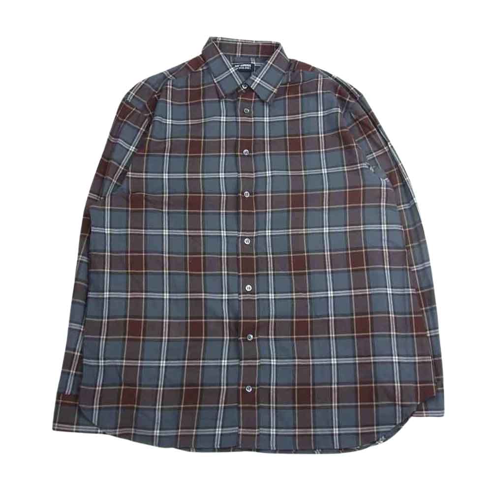 RAF SIMONS ラフシモンズ 20AW Big fit shirt Life on Mars バックプリント チェック ビッグシルエット シャツ グレー系 44【美品】【中古】