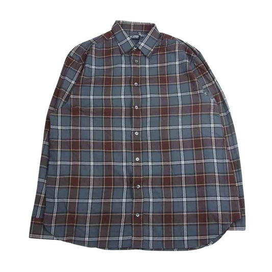 RAF SIMONS ラフシモンズ 20AW Big fit shirt Life on Mars バックプリント チェック ビッグシルエット シャツ グレー系 44【美品】【中古】