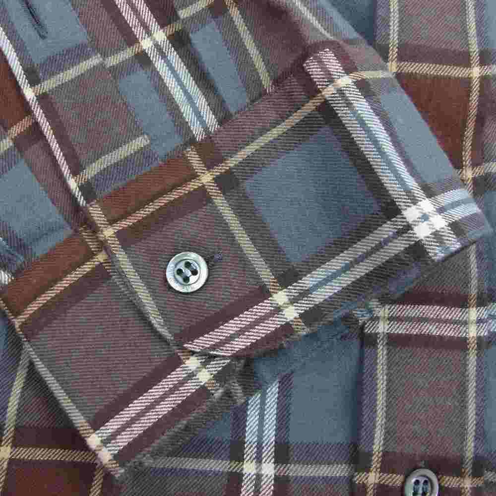 RAF SIMONS ラフシモンズ 20AW Big fit shirt Life on Mars バックプリント チェック ビッグシルエット シャツ グレー系 44【美品】【中古】