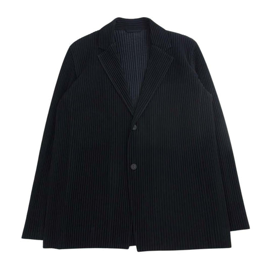 ISSEY MIYAKE イッセイミヤケ HOMME PLISSE オムプリッセ HP91JD205 プリーツ加工 テーラードジャケット ブラック系 4【美品】【中古】
