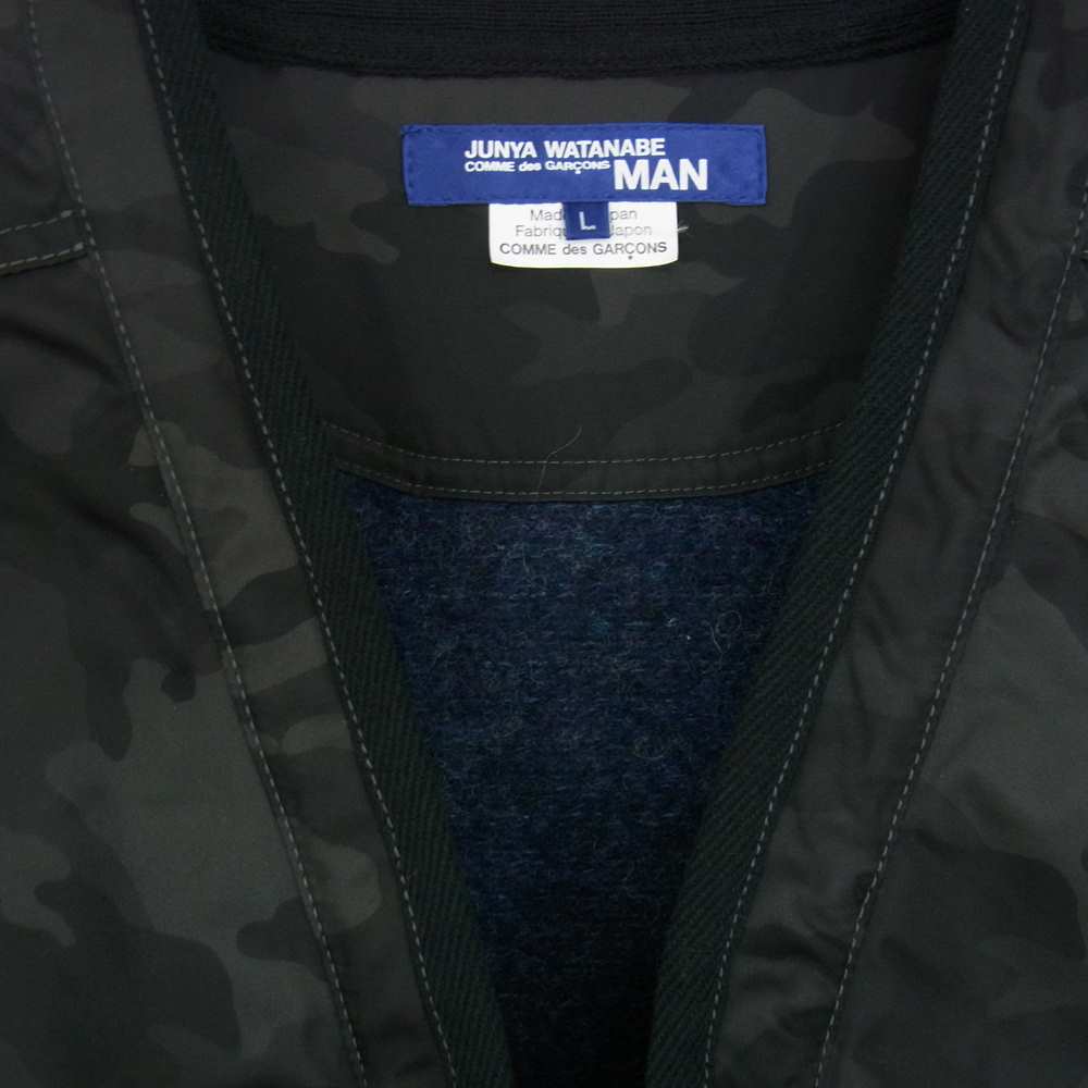 JUNYA WATANABE COMME des GARCONS MAN ジュンヤワタナベコムデギャルソンマン AD2020 WF-T026 再構築 カモフラ アーミーツイル ウール ドッキング ライナージャケット ブラック系 L【美品】【中古】