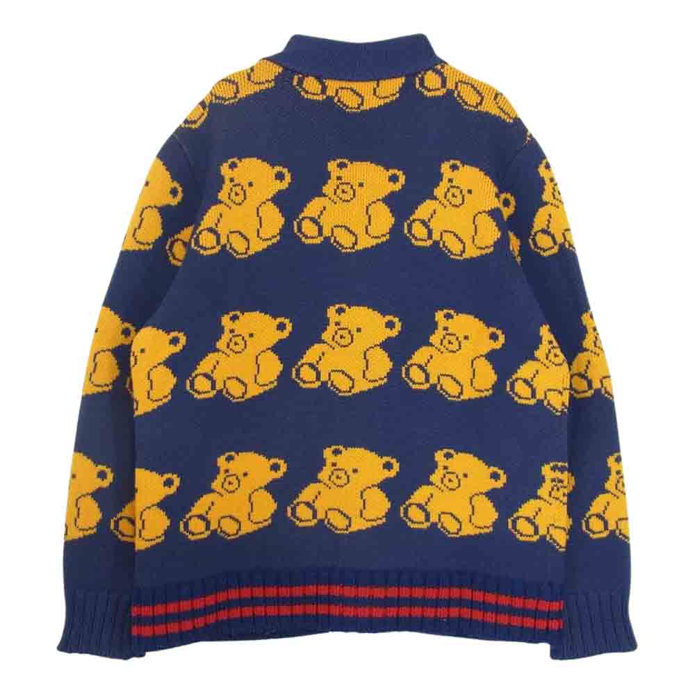 GUCCI グッチ 442638 X1357 国内正規品 Teddy Bear Jacquard Wool Cardigan テディベア ジャカード ウール カーディガン ブルー系 L【中古】