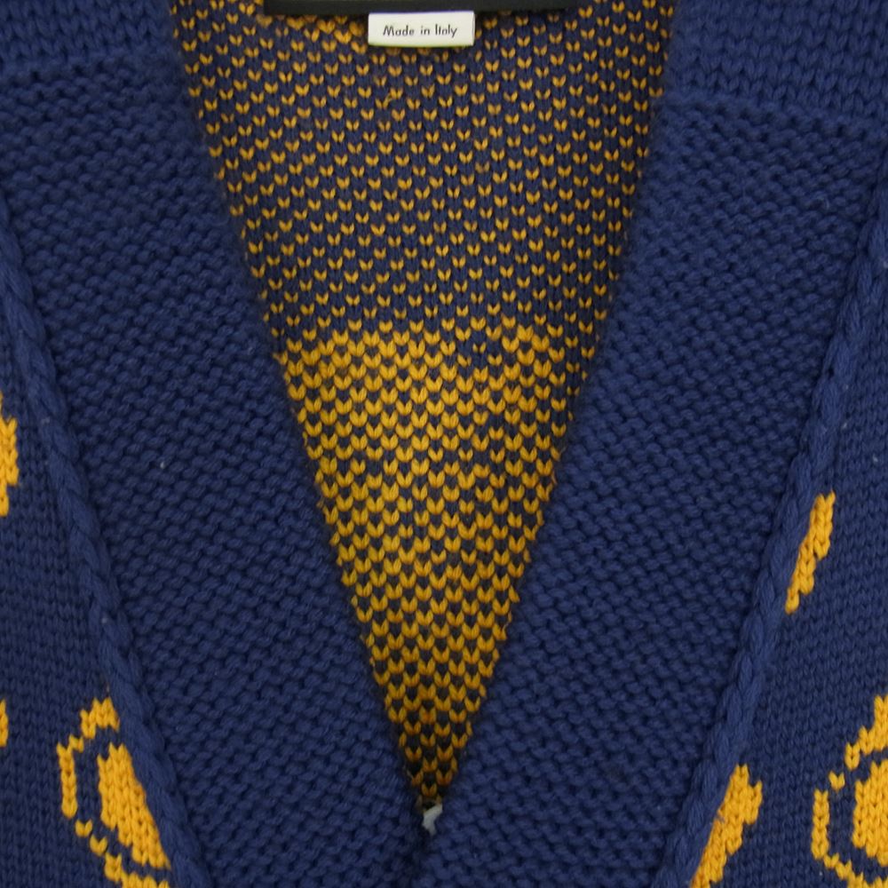 GUCCI グッチ 442638 X1357 国内正規品 Teddy Bear Jacquard Wool Cardigan テディベア ジャカード ウール カーディガン ブルー系 L【中古】
