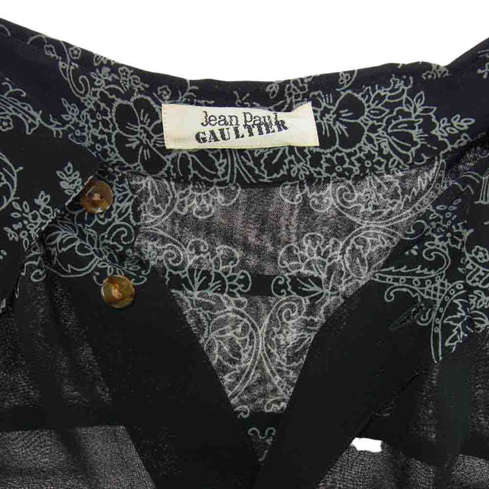 JEAN-PAUL GAULTIER ジャンポールゴルチエ 総柄 シアー アロハ 半袖シャツ ブラック系 L【中古】
