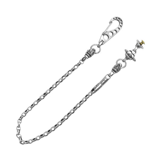 BILL WALL LEATHER ビルウォールレザー ギャランティ付属 2ドッグヘッド Cクロス Tバー&ウォレットリング付き ウォレットチェーン シルバー系【中古】