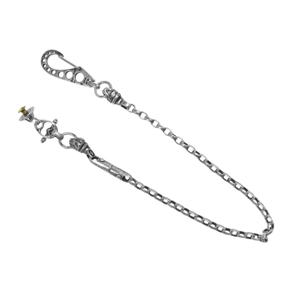 BILL WALL LEATHER ビルウォールレザー ギャランティ付属 2ドッグヘッド Cクロス Tバー&ウォレットリング付き ウォレットチェーン シルバー系【中古】