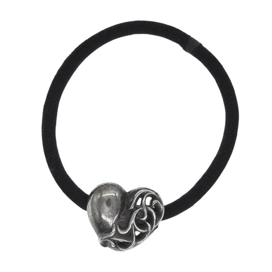CHROME HEARTS クロムハーツ（原本有） HAIRBAND ハートボタン コンチョ ヘアゴム シルバー系【中古】