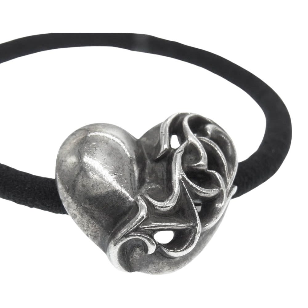 CHROME HEARTS クロムハーツ（原本有） HAIRBAND ハートボタン コンチョ ヘアゴム シルバー系【中古】