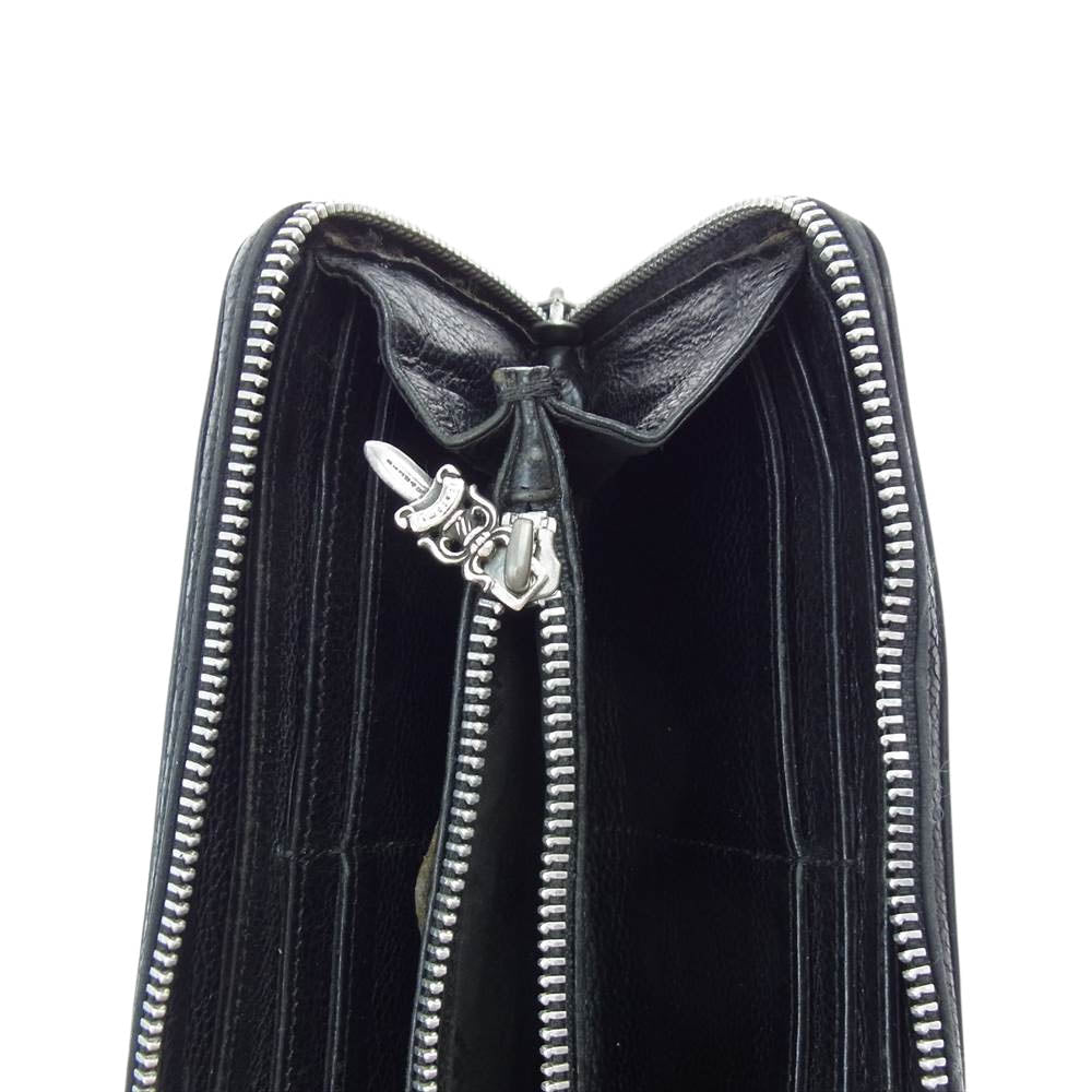 CHROME HEARTS クロムハーツ（原本無） REC F ZIP フィリグリープラス ラウンドジップ レザー ウォレット ブラック系【中古】