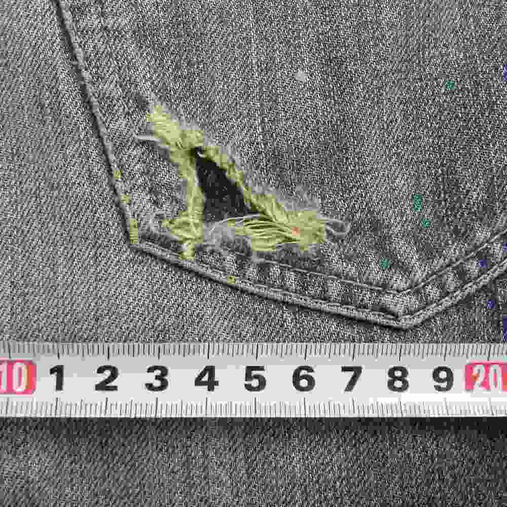 HYSTERIC GLAMOUR ヒステリックグラマー 4AP-2744 クラッシュ ダメージ加工 リペア加工 ペイント デニム パンツ  インディゴブルー系 34【中古】