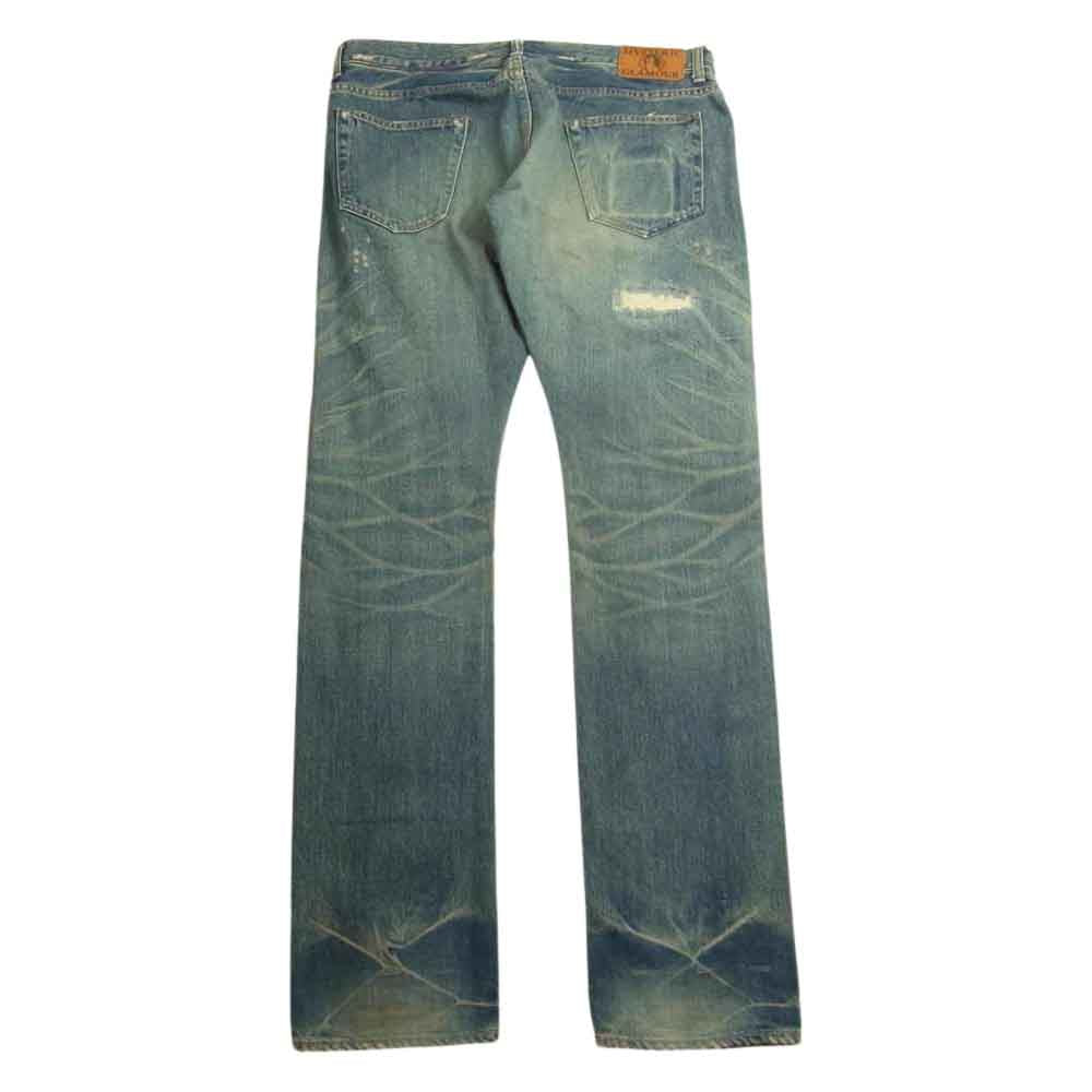 HYSTERIC GLAMOUR ヒステリックグラマー 4AP-2124 クラッシュ ダメージ加工 リペア加工 スタッズ デニム パンツ インディゴブルー系 34【中古】