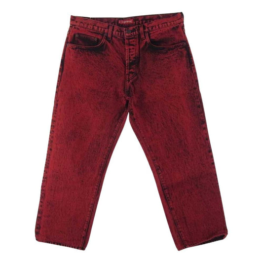 Supreme シュプリーム 20SS Washed Regular Jean ウォッシュドレギュラージーンズ バック スター 刺繍 デニムパンツ レッド ワインレッド系 34【極上美品】【中古】