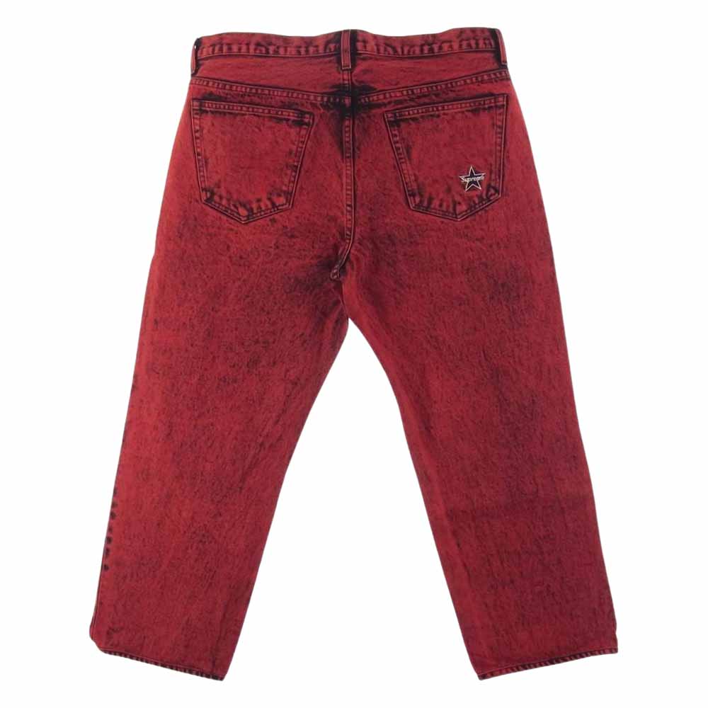 Supreme シュプリーム 20SS Washed Regular Jean ウォッシュドレギュラージーンズ バック スター 刺繍 デニムパンツ レッド ワインレッド系 34【極上美品】【中古】