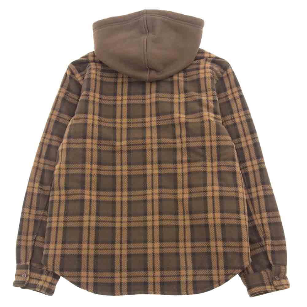 Supreme シュプリーム 18AW Hooded Plaid Work Shirt フーデッド チェック ワーク ジップアップ シャツ ブラウン系 M【中古】