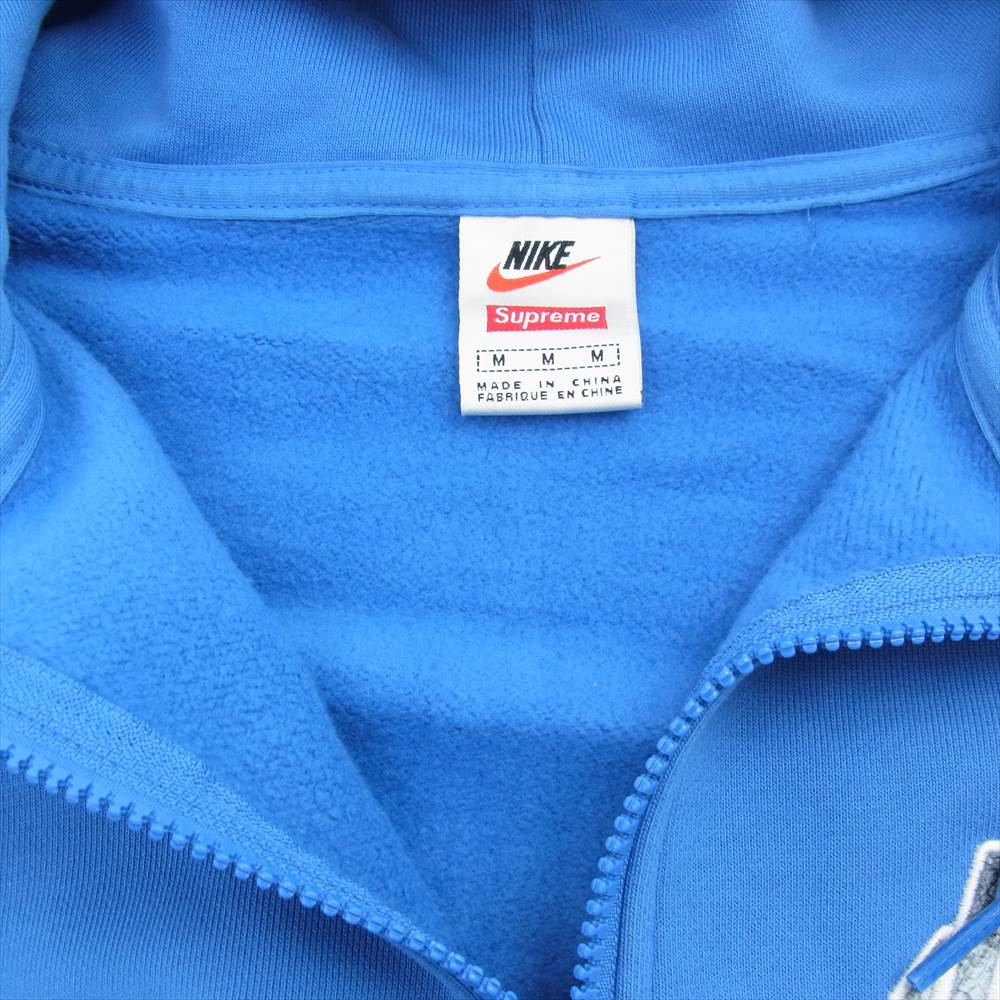 Supreme シュプリーム 21SS × NIKE Half Zip Sweatshirt ナイキ ハーフ ジップ フード パーカー ブルー系 M【中古】