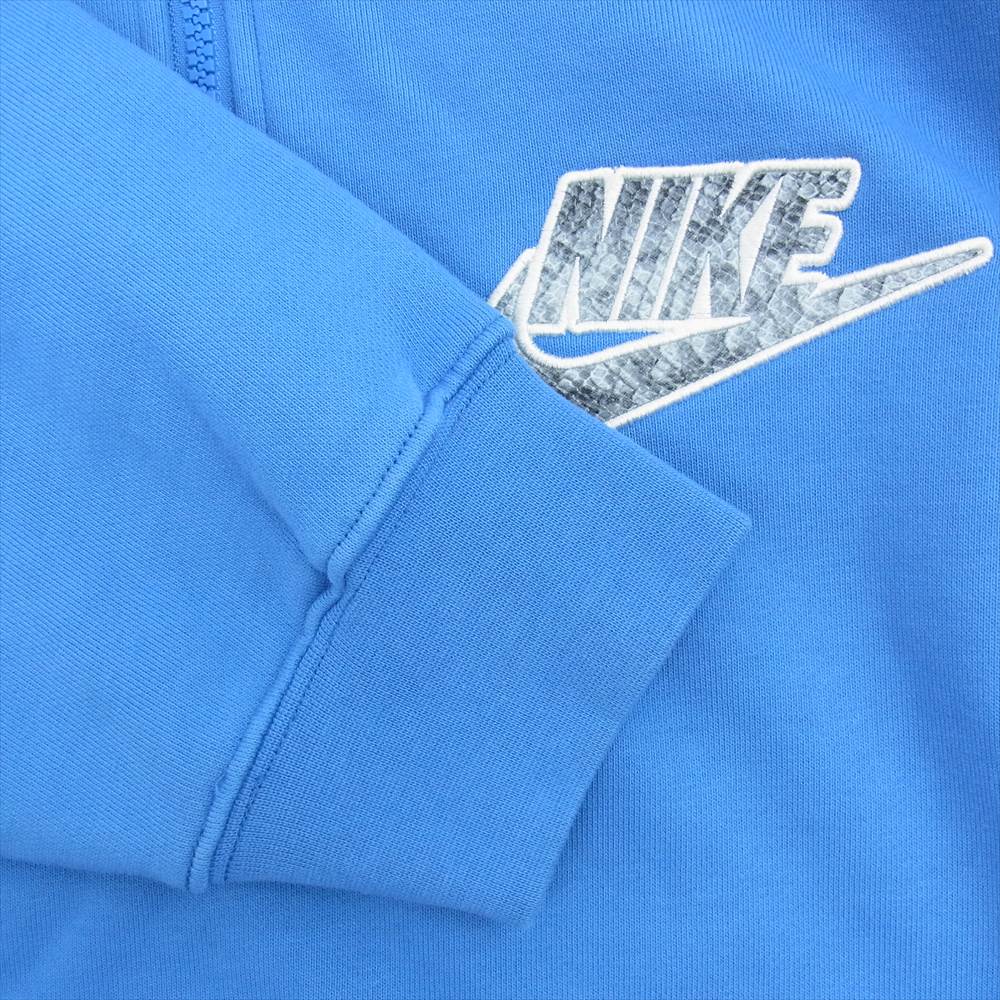 Supreme シュプリーム パーカー NIKE ナイキ スネークロゴ ハーフジップ スウェットパーカー Half Zip Hooded Sweatshirt 21SS ブルー L トップス 長袖 コラボ【メンズ】