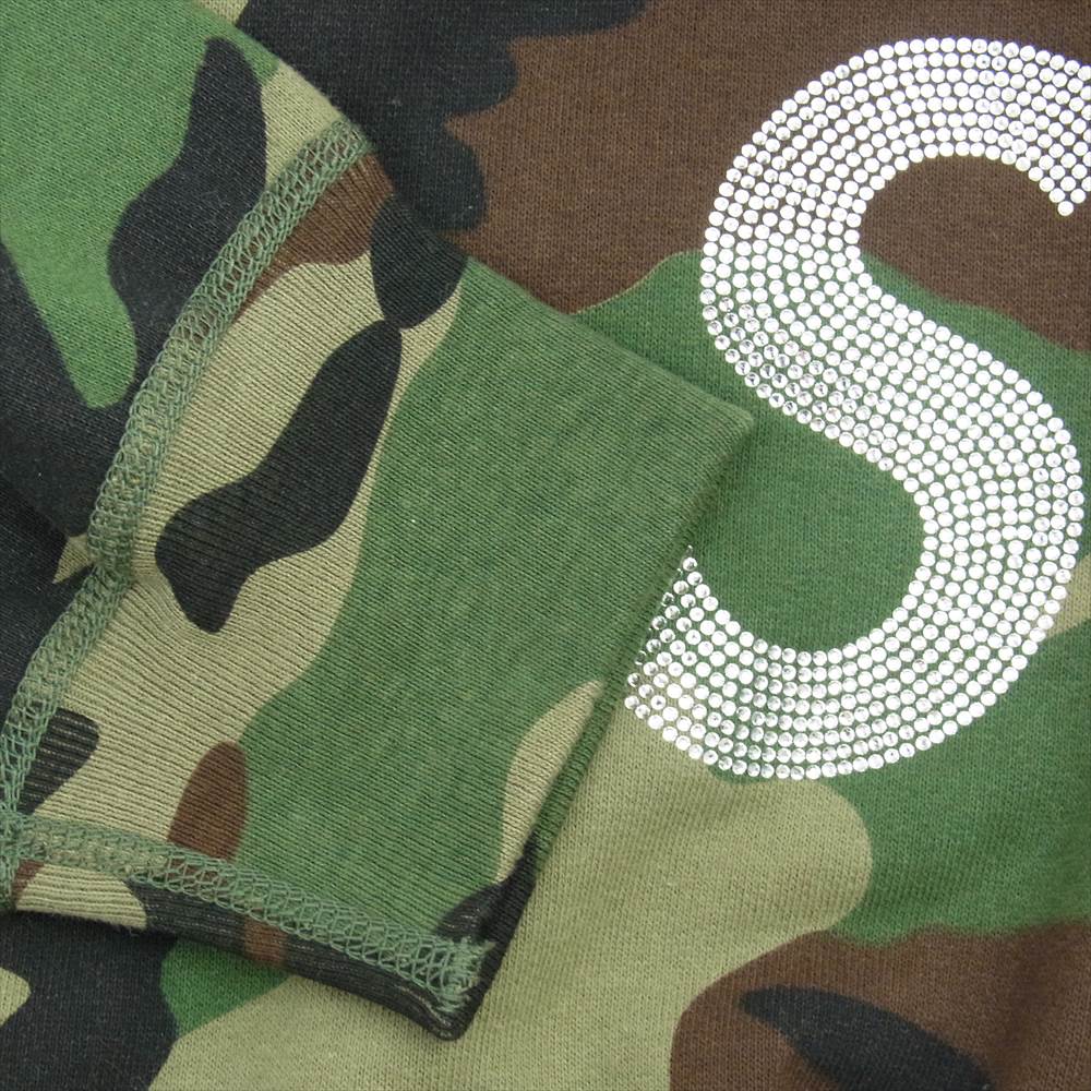 Supreme シュプリーム 21SS Swarovski S Logo Hooded Sweatshirt スワロフスキー Sロゴ フーデッド パーカー カモ柄 カーキ系 M【新古品】【未使用】【中古】