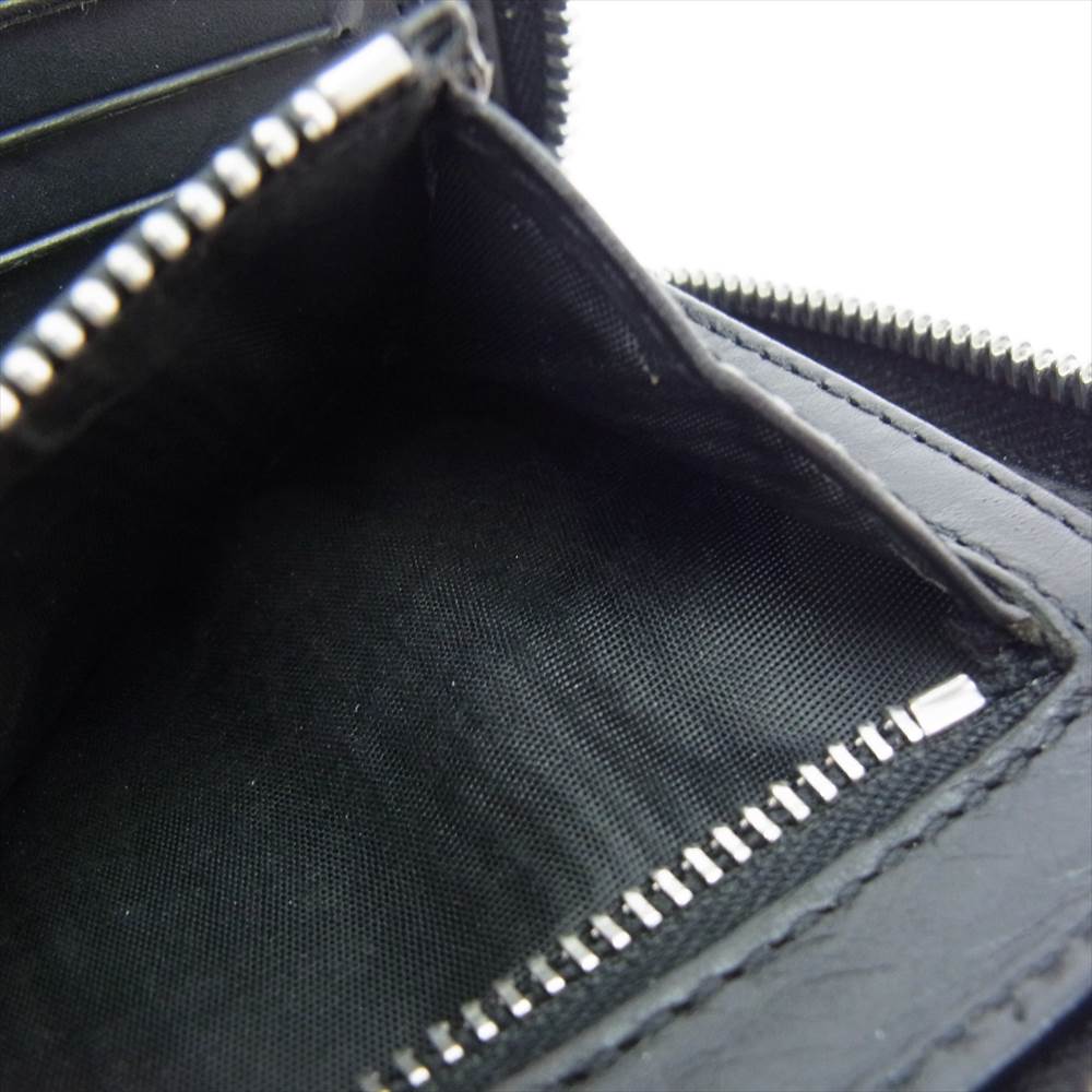 MAISON MARGIELA メゾンマルジェラ S55UI0197 4ステッチ ラウンドジップ 二つ折り 財布 ブラック系【中古】