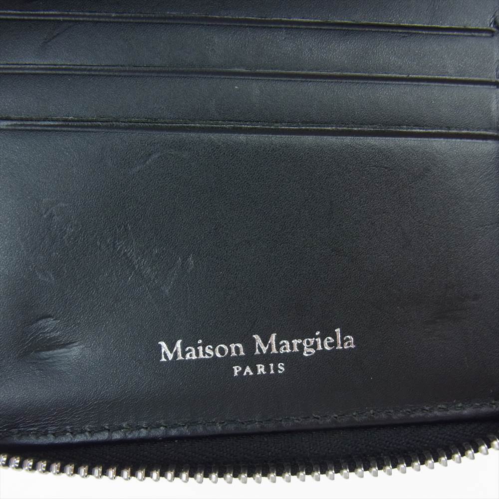 MAISON MARGIELA メゾンマルジェラ S55UI0197 4ステッチ ラウンドジップ 二つ折り 財布 ブラック系【中古】