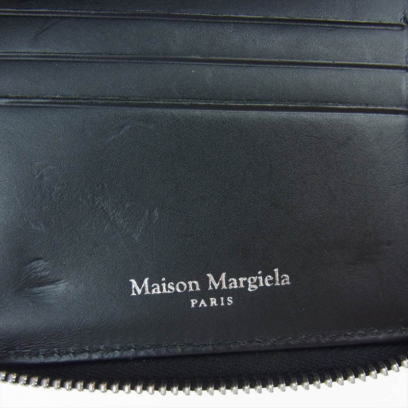MAISON MARGIELA メゾンマルジェラ S55UI0197 4ステッチ ラウンドジップ 二つ折り 財布 ブラック系【中古】