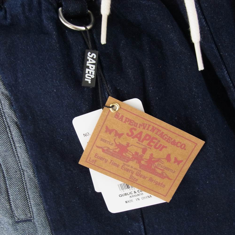 サプール  A0021-176 Denim Track Pants デニム トラックパンツ インディゴ インディゴブルー系 L【新古品】【未使用】【中古】