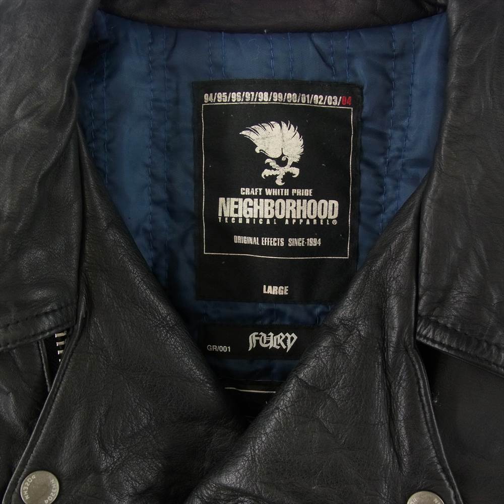 NEIGHBORHOOD ネイバーフッド 18AW TSNH-JK15 04AW FURY ダブル ライダースジャケット レザージャケット ブラック系 L【中古】
