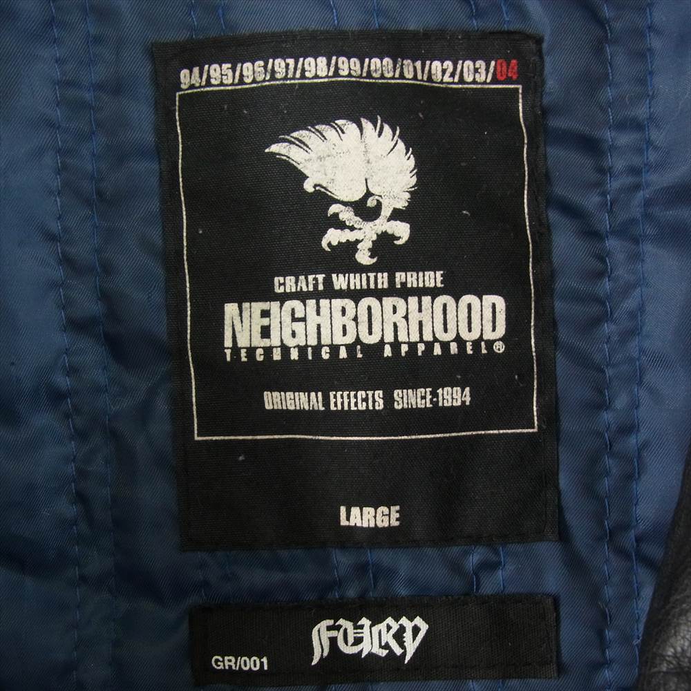 NEIGHBORHOOD ネイバーフッド 18AW TSNH-JK15 04AW FURY ダブル ライダースジャケット レザージャケット ブラック系 L【中古】