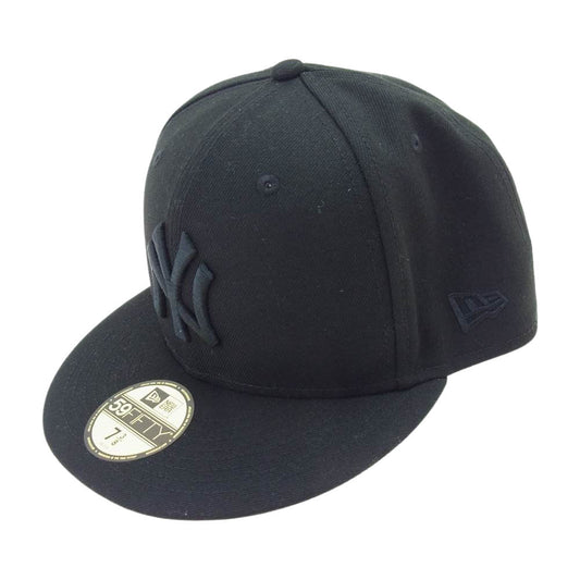 NEW ERA ニューエラ NY ヤンキース ロゴ ベースボール キャップ ブラック系 58.7【美品】【中古】