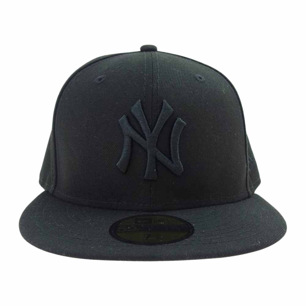 NEW ERA ニューエラ NY ヤンキース ロゴ ベースボール キャップ ブラック系 58.7【美品】【中古】