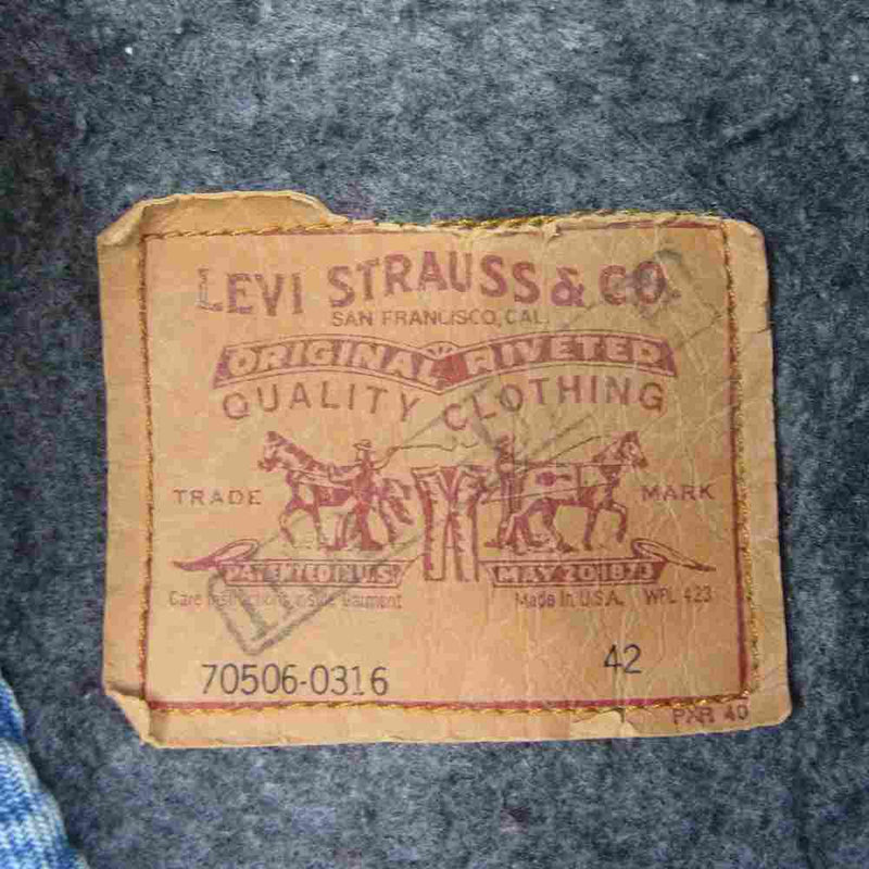 Levi's リーバイス 70505-0316 90s 裏ブランケットボタン裏刻印527 デニム ジャケット インディゴブルー系 42【中古】