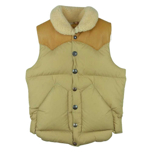 Ron Herman ロンハーマン Rocky Mountain Featherbed ロッキーマウンテンフェザーベッド 450-452-84 日本上陸1周年記念 コンチョボタン レザーヨーク ダウン ベスト ベージュ系 オレンジ系 38【中古】