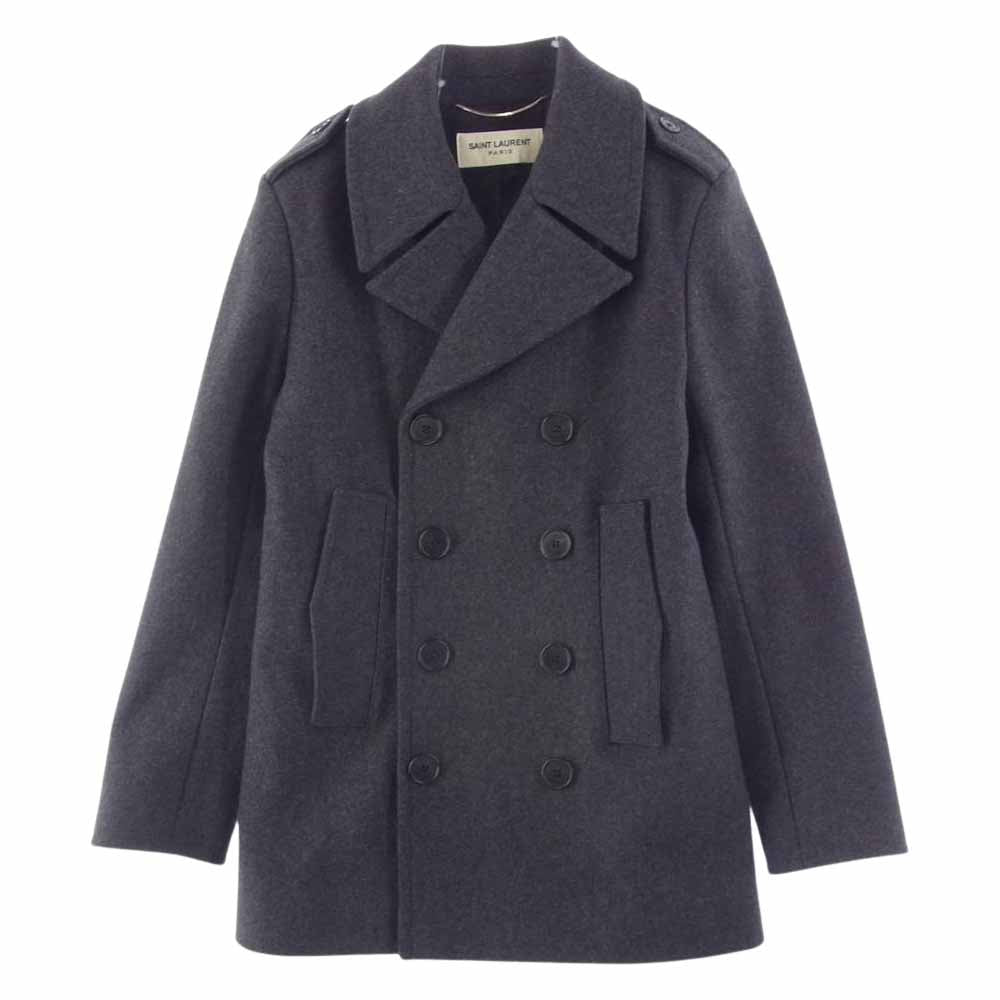 SAINT LAURENT サンローラン 15AW 394514 Y969J エディ期 メルトンウール Pコート ピーコート グレー系 46【中古】