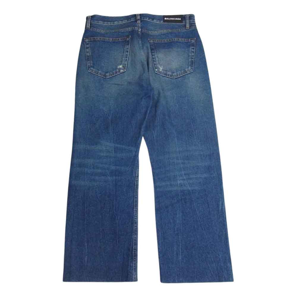 BALENCIAGA バレンシアガ 594609 TCW03 クロップド ボタンフライ ジーンズ デニムパンツ インディゴブルー系 29【中古】
