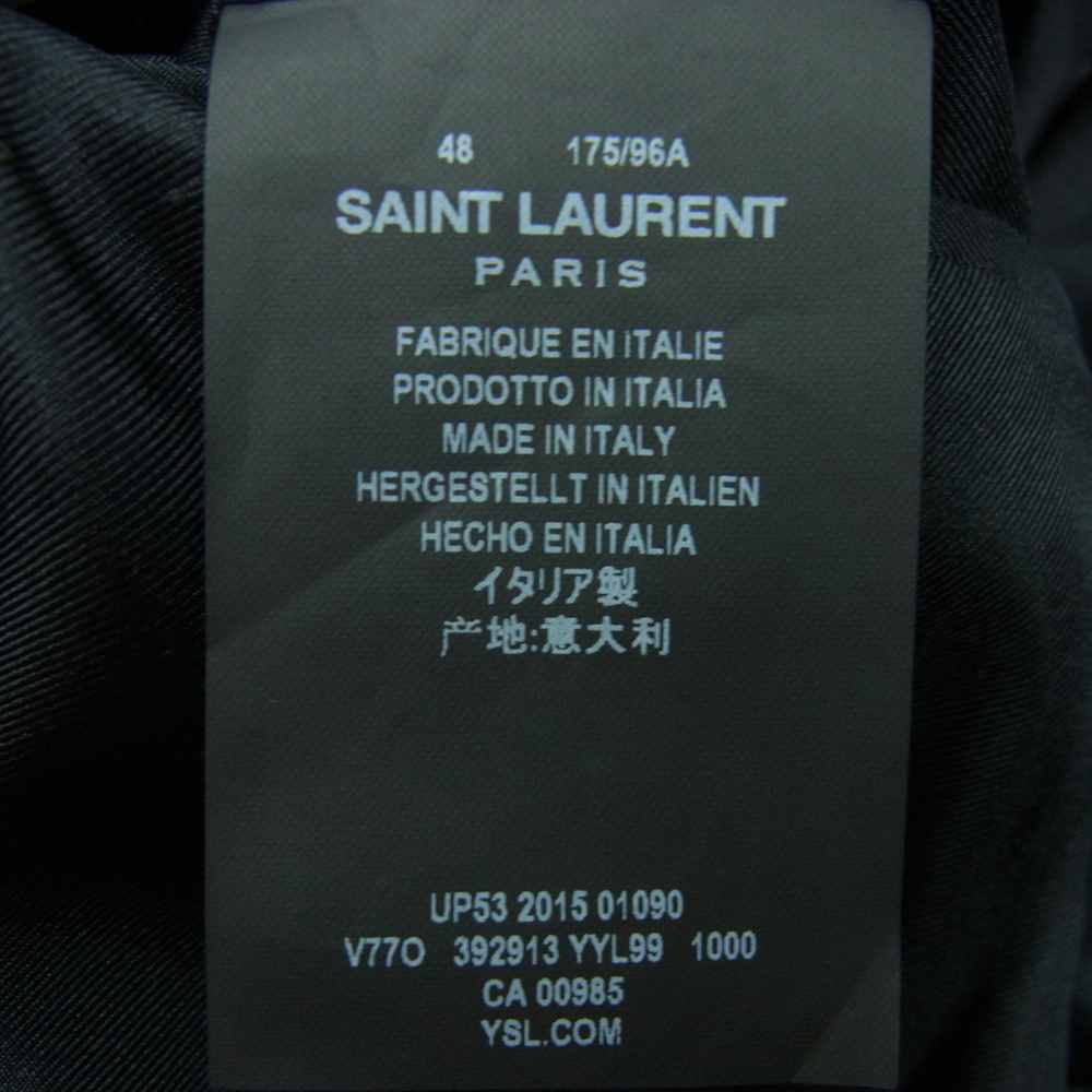SAINT LAURENT サンローラン 2015 392913 YYL99 国内正規品 エディ期 ショールカラー スモーキング タキシード ジャケット ブラック系 48【中古】
